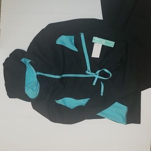 SILVERWARE Womens Black/TURQUOISE Athletic Hooded JACKET WITH PANTS SIZE S